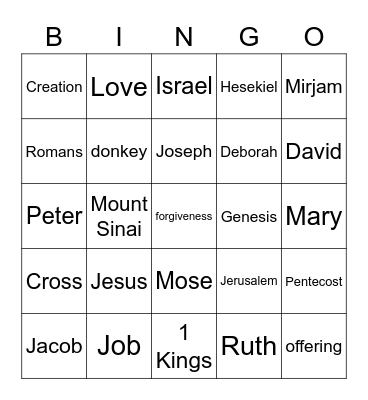 Bible Bingo Card