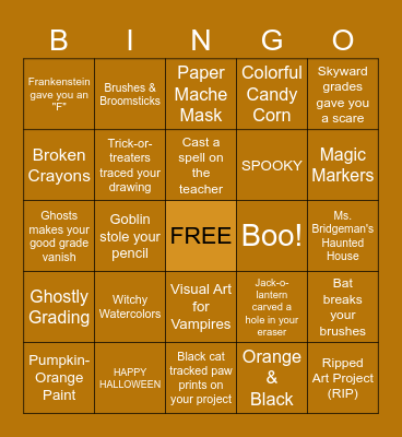 Halloween Art Bingo Card