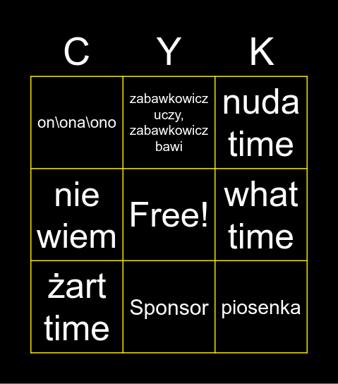 Zabawkowicz Bingo Card
