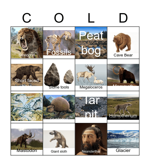 Ice Age Mammals Bingo Card