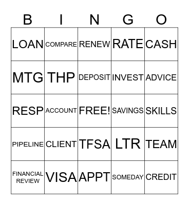 RBC TR# 3212 BINGO Card