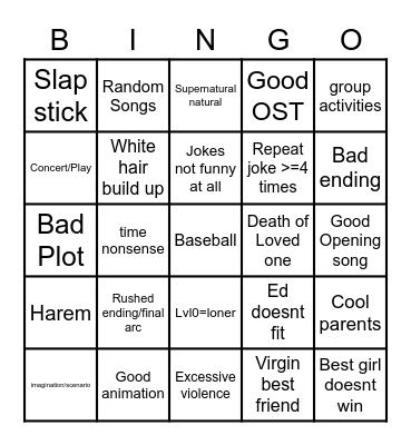 Jun Maeda Anime Bingo Card