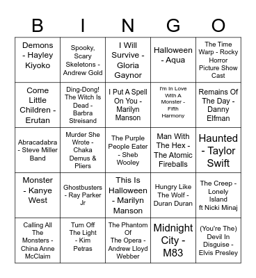 Halloween Bingo Card