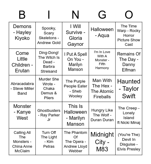 Halloween Bingo Card