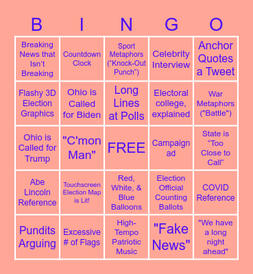 Election Night Bingo Card