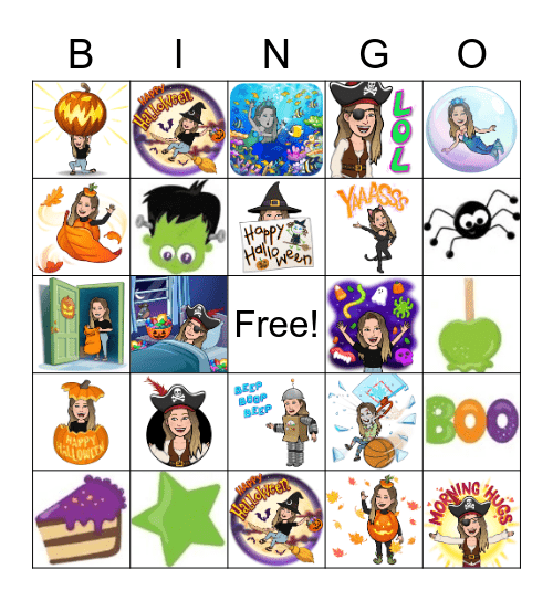 Halloween Bitmoji Bingo Card