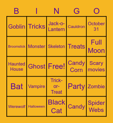 Halloween Bingo Card