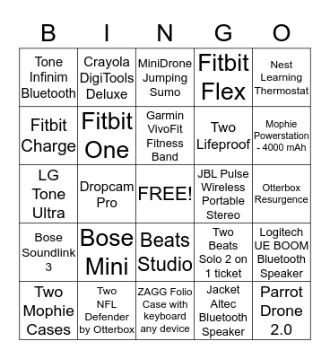 Christmas Eve off Bingo Card