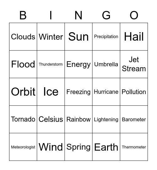 Weather - QFun Bingo Card