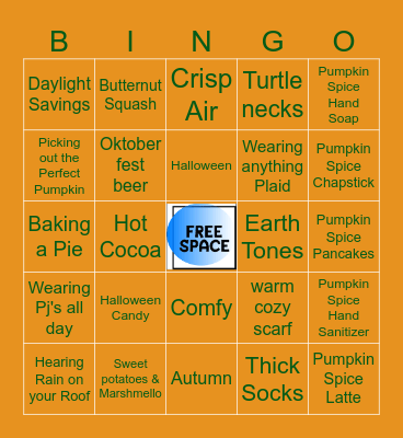 TIME FOR FALL Bingo Card