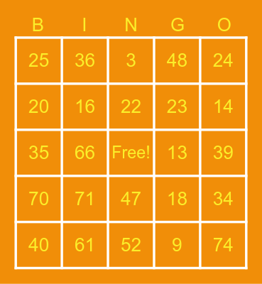 Halloween Bingo Card