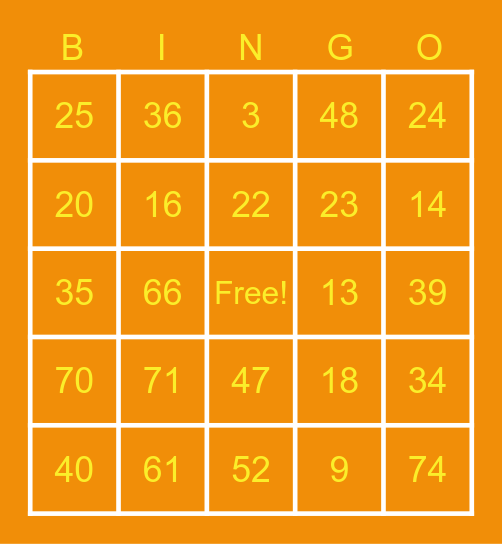 Halloween Bingo Card