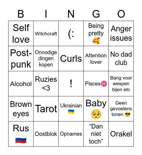 Lesi Bingo Card