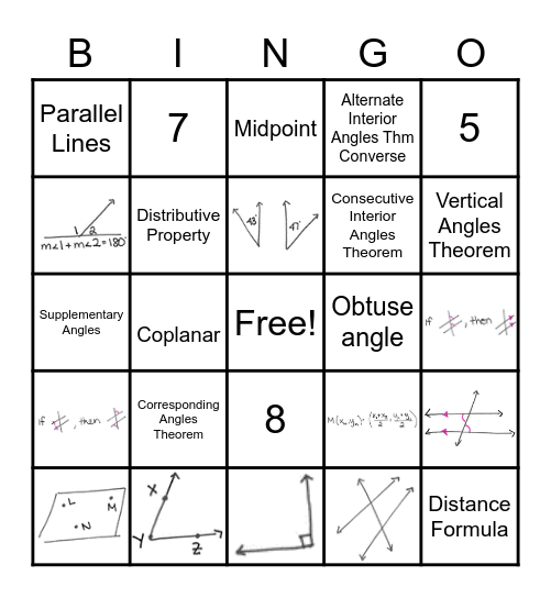Geometry Bingo (Ch1-3) Bingo Card