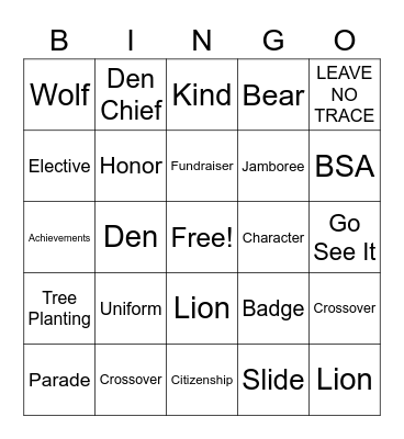Scout Bingo Card