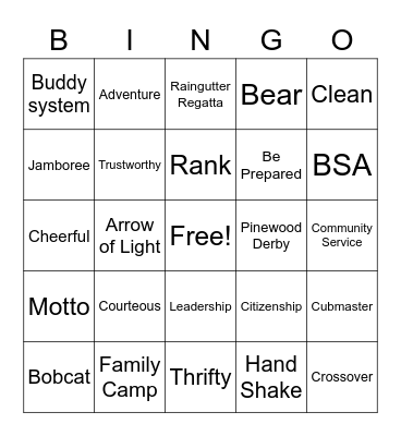 Scout Bingo Card