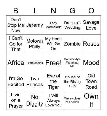 Halloween Musical Bingo Card