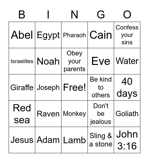 Bible Bingo Card