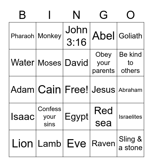 Bible Bingo Card