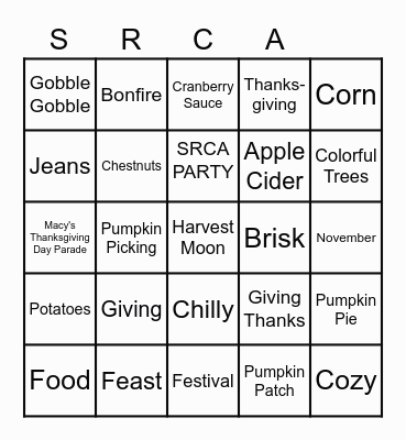 FALL Bingo Card