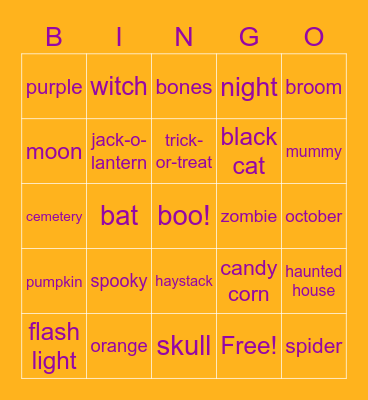 Halloween Bingo! Bingo Card