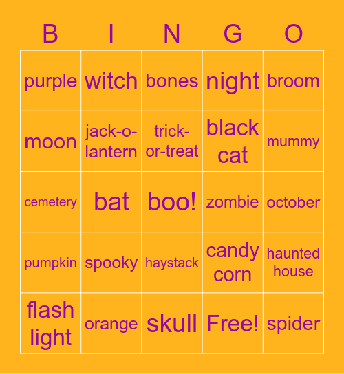 Halloween Bingo! Bingo Card