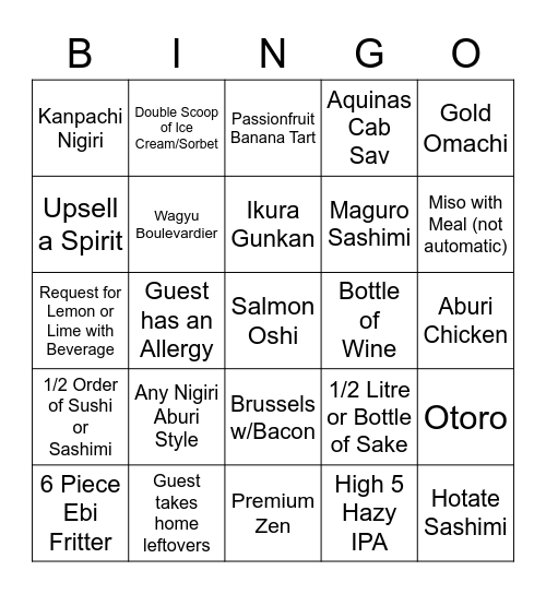 Minami Day Bingo Card