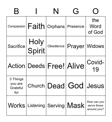 Sermon Bingo - Missions Sunday Oct. 25 Bingo Card