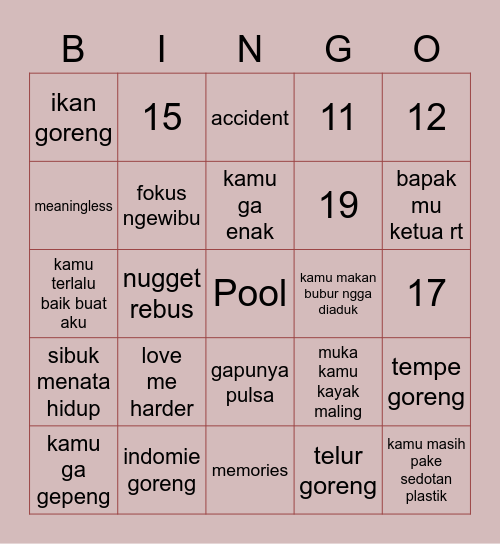 bibi 🕊️ Bingo Card