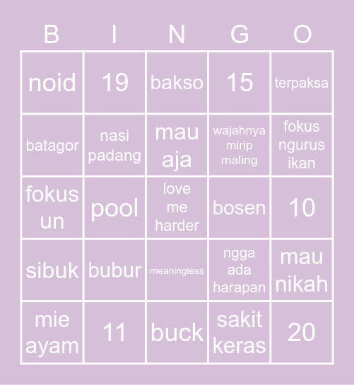 sohee🌈💫🍭 Bingo Card