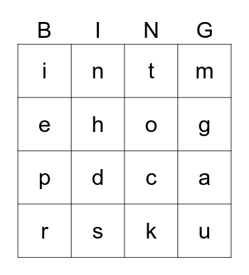 Jolly Phonics Revision Group1 Bingo Card