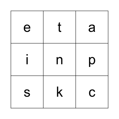 Jolly Phonics Revision Group1 Bingo Card