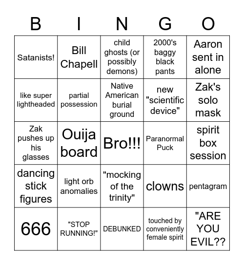 Gh-gh-ghosts Bingo Card