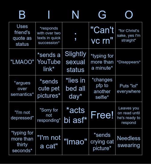 Gryphon Checklist Bingo Card