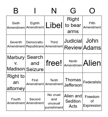 Social Studies Bingo Card