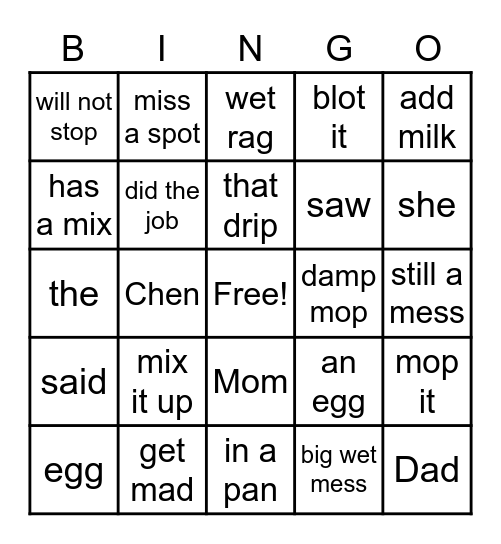 AAR- Lesson 32 Level 1 Bingo Card