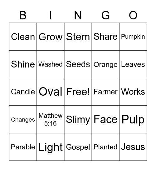 Pumpkin Parable Bingo Card