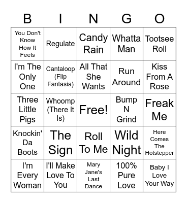 90's Hits Bingo Card