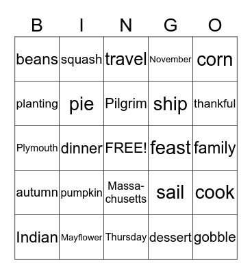 Thanksgiving Bingo Card