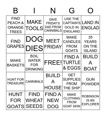ROBINSON CRUSOE Bingo Card