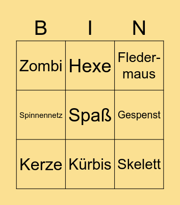 Halloween Bingo Card