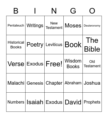 Bible Buddies Bingo Card