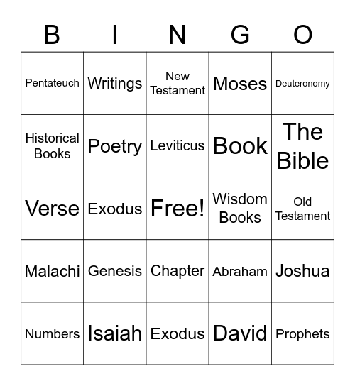 Bible Buddies Bingo Card