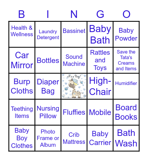 Baby King Bingo Card