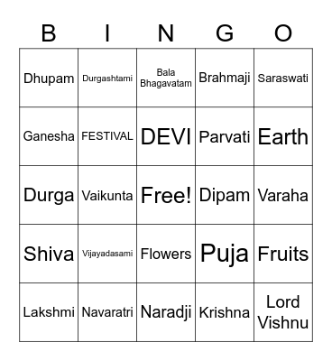 DEVI Bingo Card