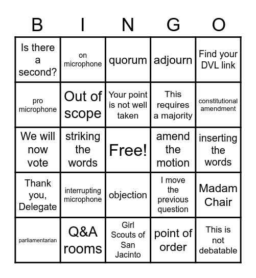 NCS 2020 Bingo Card