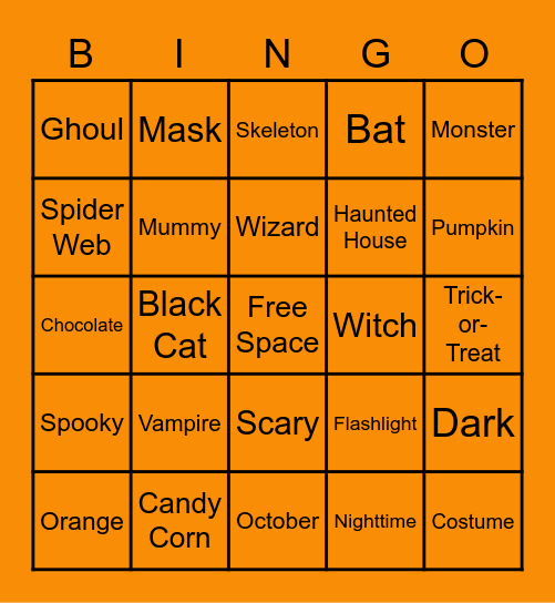 Halloween Bingo Card