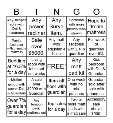 Win For The Holidays Bingo Card