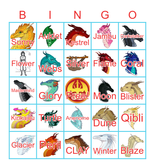 Wings of Fire Bingo Card