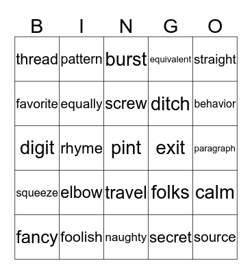 Bingo Card